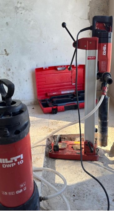 Extração de testemunhos cilíndricos de concreto 